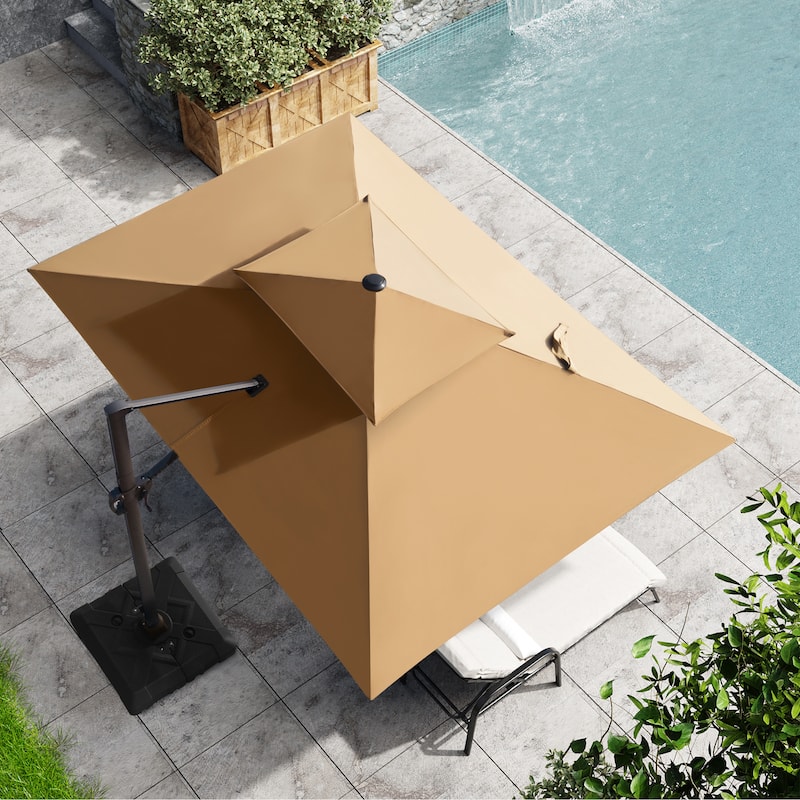Outdoor 9x11FT Patio Umbrella Cantilever Offset with Dual Top