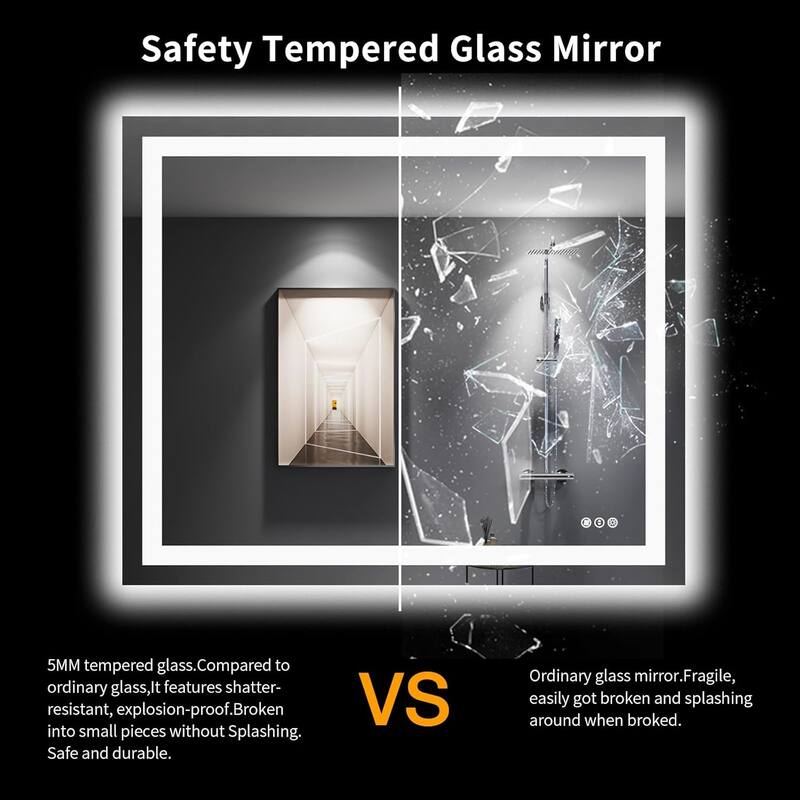 48x40 Inch Frameless LED Bathroom Mirror,Smart Mirror - White