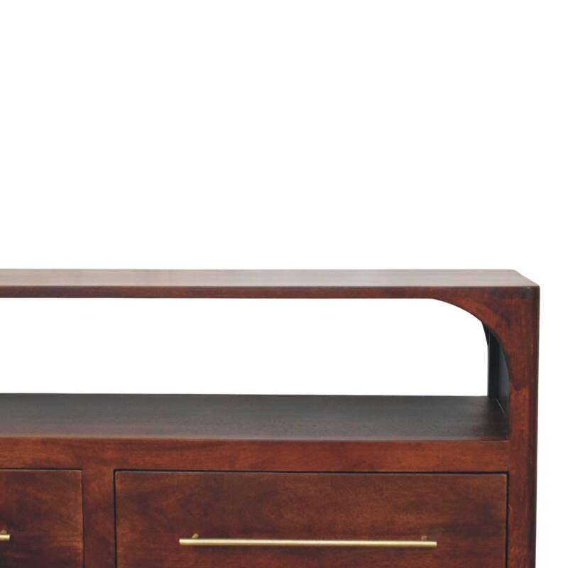 Artisan Furniture Solid Wood Arched Edge 2 Drawer Media Unit, Brown, 2-Drawers, 1-Shelf