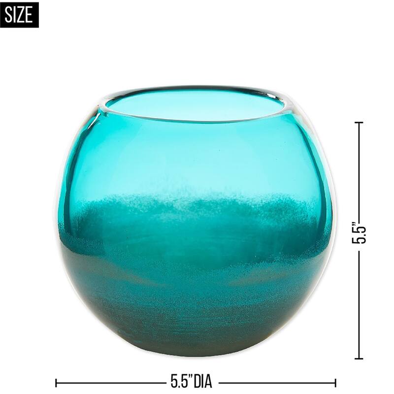 8" Aqua Blue Contemporary Solid Fish Bowl Vase