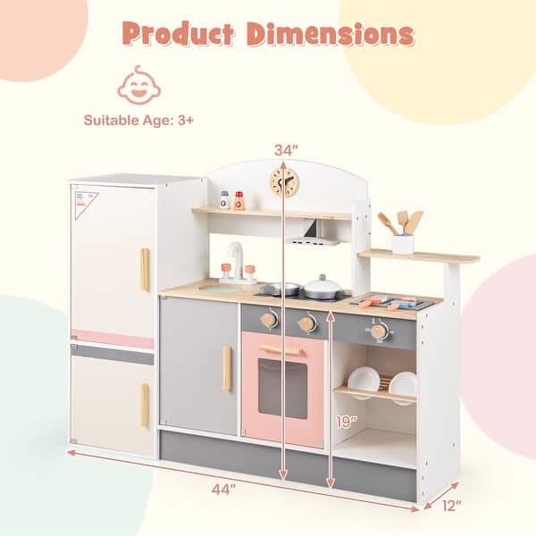 Gymax Kids Chef Play Kitchen Set Toddlers Wooden Pretend Toy Playset