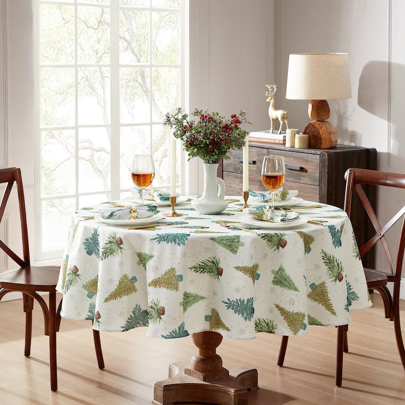 Lucina Twinkle Trees Holiday Lurex Fabric Tablecloth