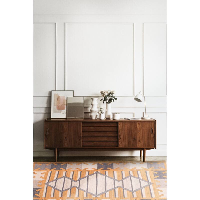 ECARPETGALLERY Flat-Weave Palas Denizli Tan Kilim - 5'3 x 7'10