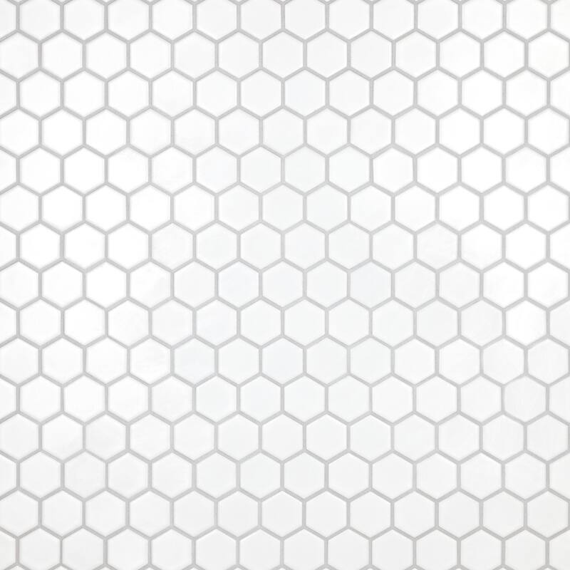 Merola Tile Hudson Due 2" Hex Matte White 10-7/8" x 12-5/8" Porcelain Floor and Wall Tile