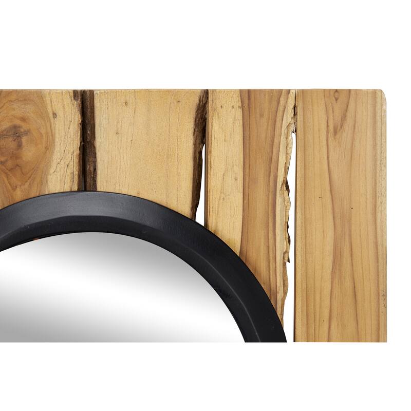 Teak Wood Handmade Room Wall Mirror - Set of 4 Brown - Roche River Decor