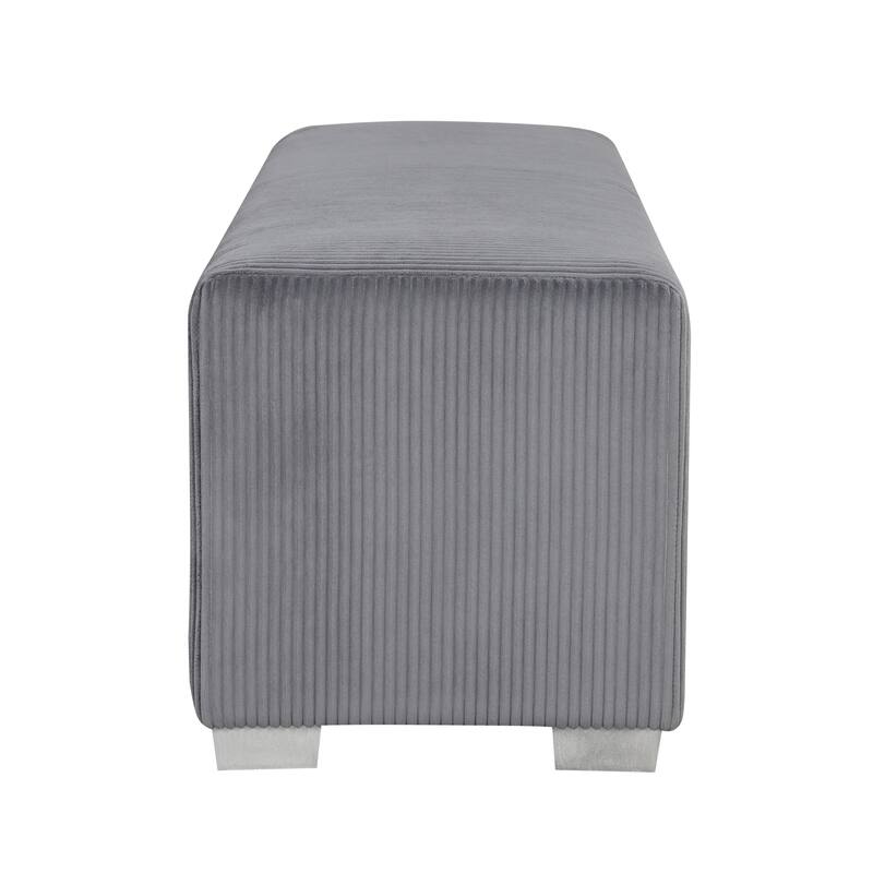 Furniture of America Goffney Chenille Bench with Fireplace Simulator and Bluetooth Audio