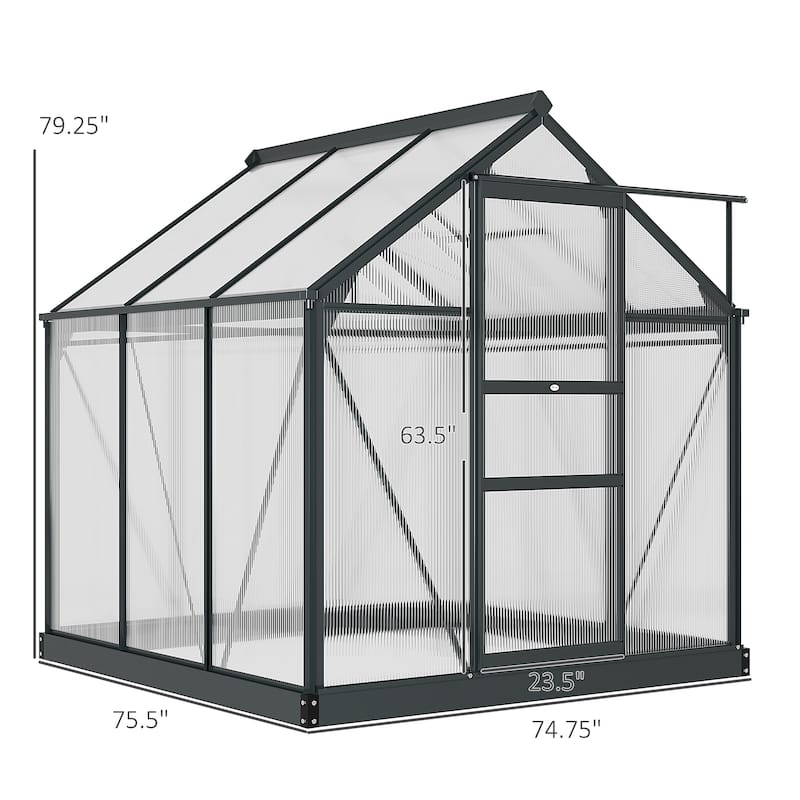 Outsunny Polycarbonate Walk-In Greenhouse for Outdoors - CLEAR