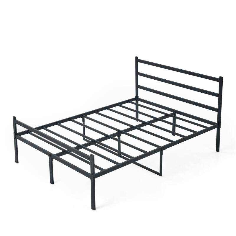 Queen Metal Platform Bed Frame Heavy Duty Hardened Steel Slats Support