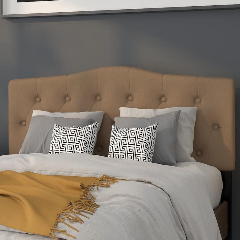 Arched Button Tufted Upholstered Headboard - Dark Brown - Full