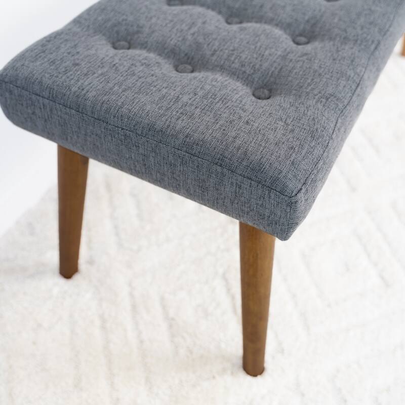 Julianne Mid-Century Modern Fabric Upholstered Bench in Dark Grey