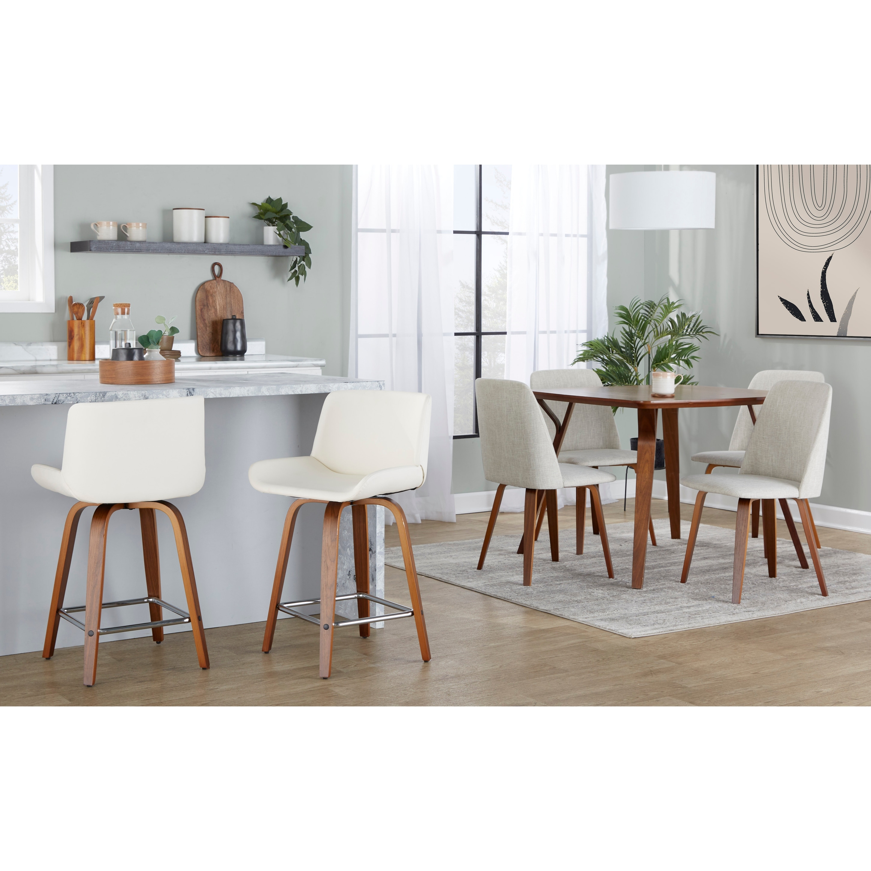 Carson Carrington Tranas 24" Fixed-Height Counter Stool with Square Footrest (Set of 2)