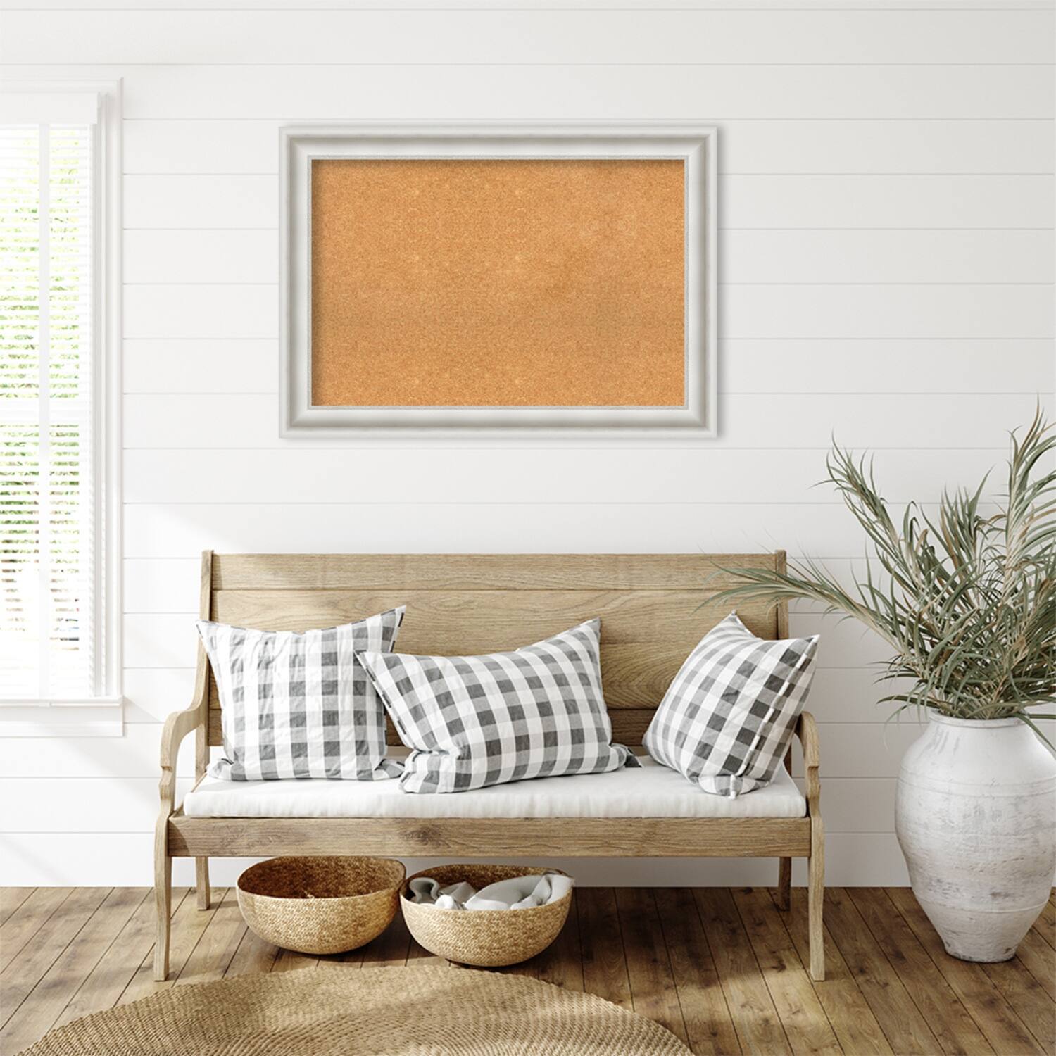 Parlor White Framed Natural Corkboard Bulletin Board On Sale Bed