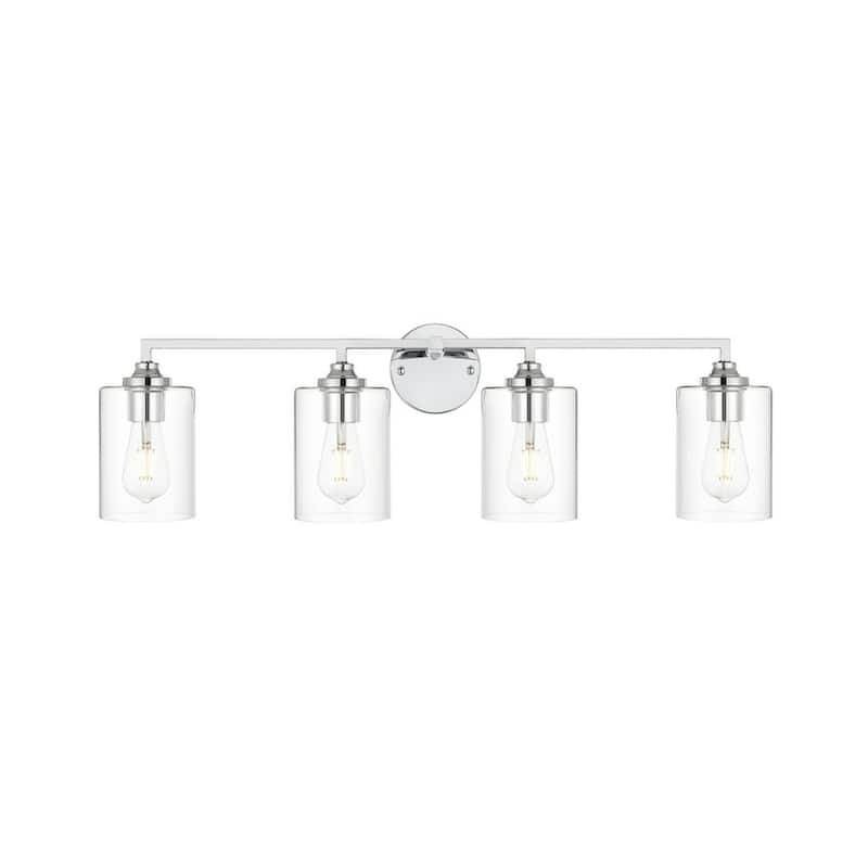 Roman 1 Light Black and Clear Bath Sconce - Chrome - 33