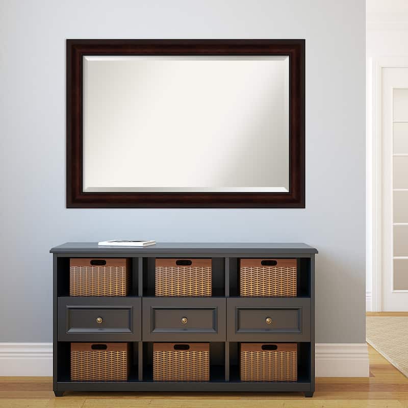 Beveled Bathroom Wall Mirror - Coffee Bean Brown Frame - Coffee Bean Brown