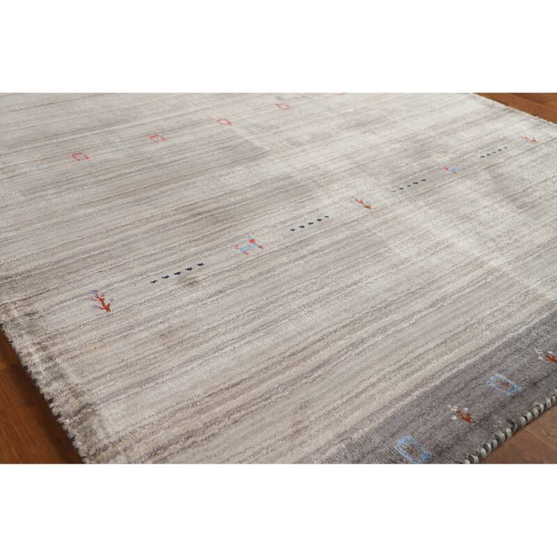 Hand Knotted Oriental 100% Wool Carpet Tribal Tribal Beige & Ivories Gabbeh Area Rug - 5' 10'' X 4' 1''