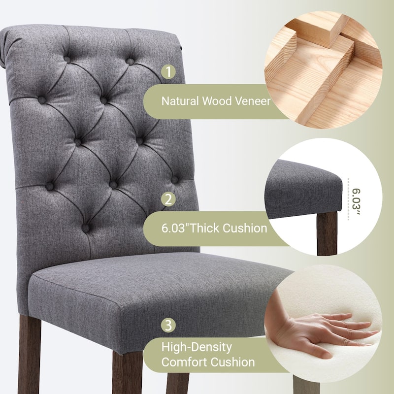 RENEWLINE Tufted Parsons Dining Side Chairs ,Upholstered Fabric Dining Chairs Kitchen Chairs with Padded Seat(Set Of 2)