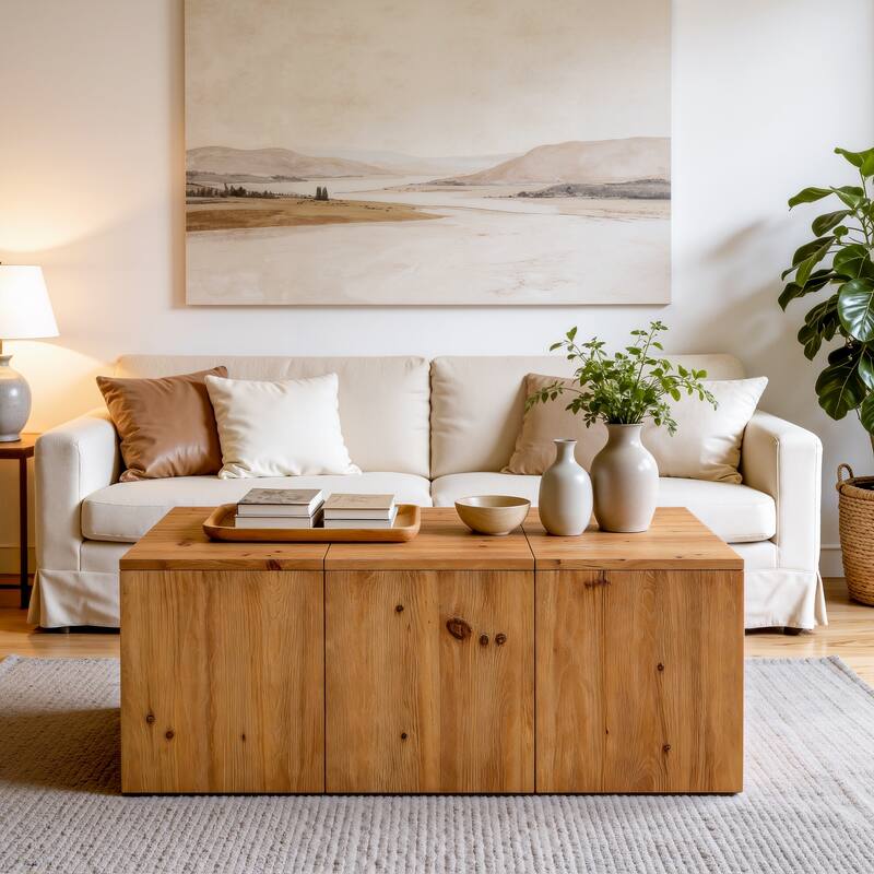 47" Rectangle Solid Wood Coffee Table