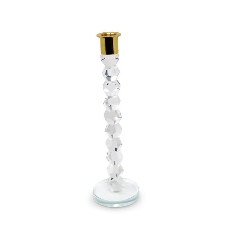 Crystal Dimensional Candlestick with Silver/Gold Tip (2 Sizes)