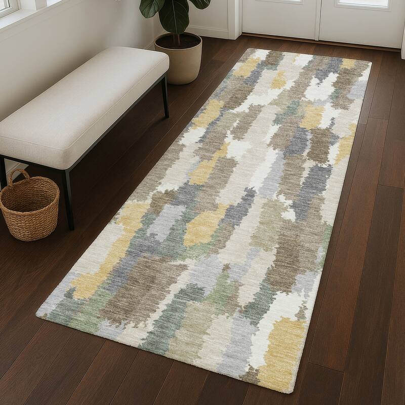 Machine Washable Indoor/ Outdoor Contemporary Stacks Chantille Rug