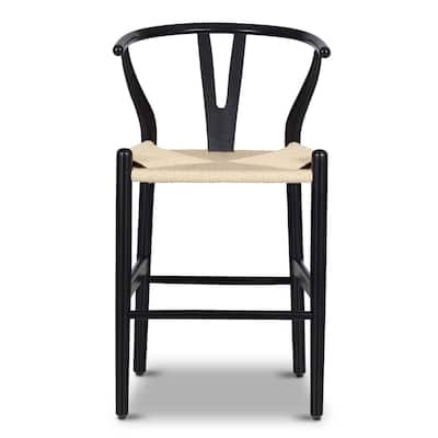 Poly & Bark Weave 23.5" Seat Height Counter Stool - Solid Wood with Woven Seat