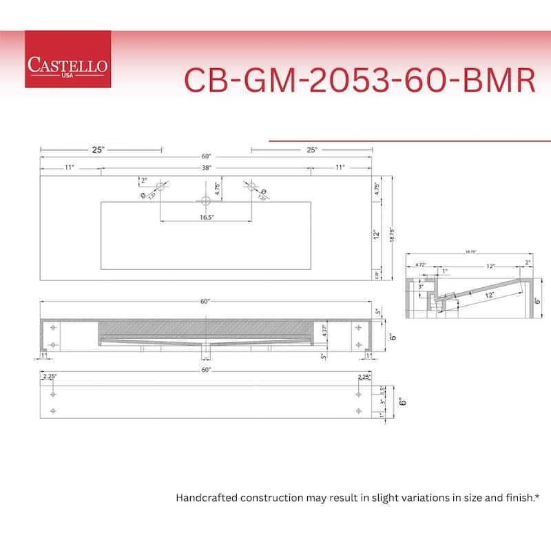 Pyramid Solid Surface Wall-Mounted Bathroom Sink