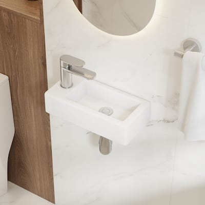Eridanus Small Wall-Mounted Fireclay Bathroom Sink