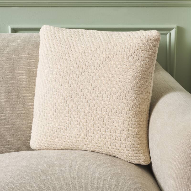 SAFAVIEH Home Jolie 18-inch Square Natural Cotton Decorative Pillow