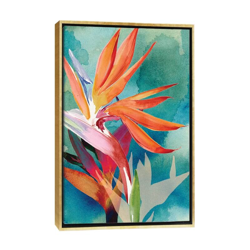 iCanvas "Vivid Birds of Paradise II" by Jennifer Paxton Parker Framed Canvas Print - Gold - 48x32