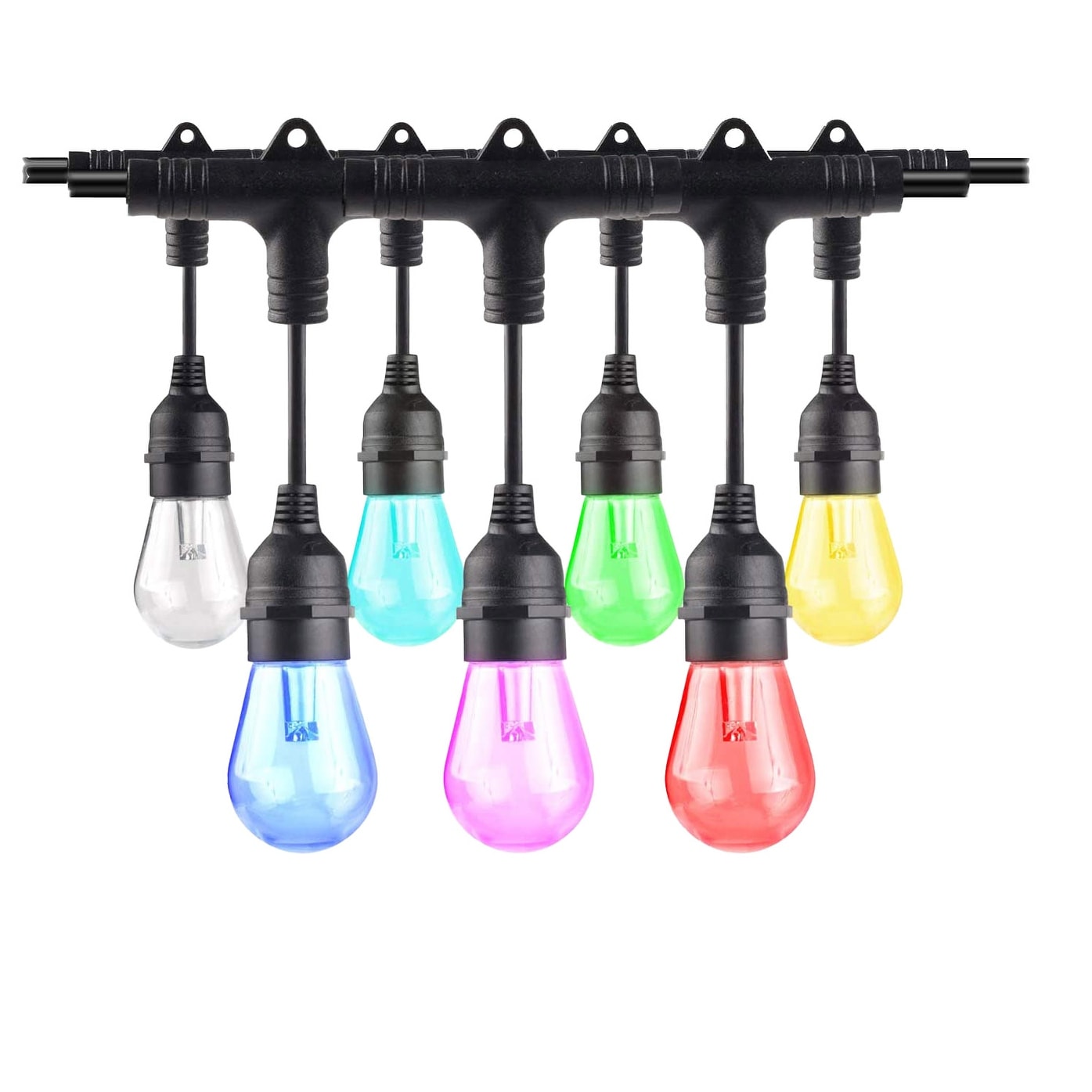 Bulbrite 36-foot Smart String Light Kit with Shatter Resistant RGB Color Changing LED Light Bulbs - Multicolored
