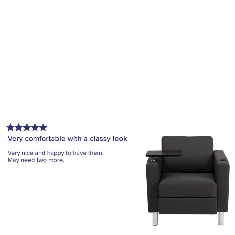 Guest Chair with Tablet Arm, Tall Chrome Legs and Cup Holder