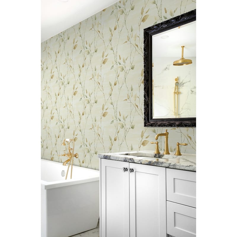 Seabrook Designs Nessa Leaf Branches Non-Woven Unpasted Wallpaper