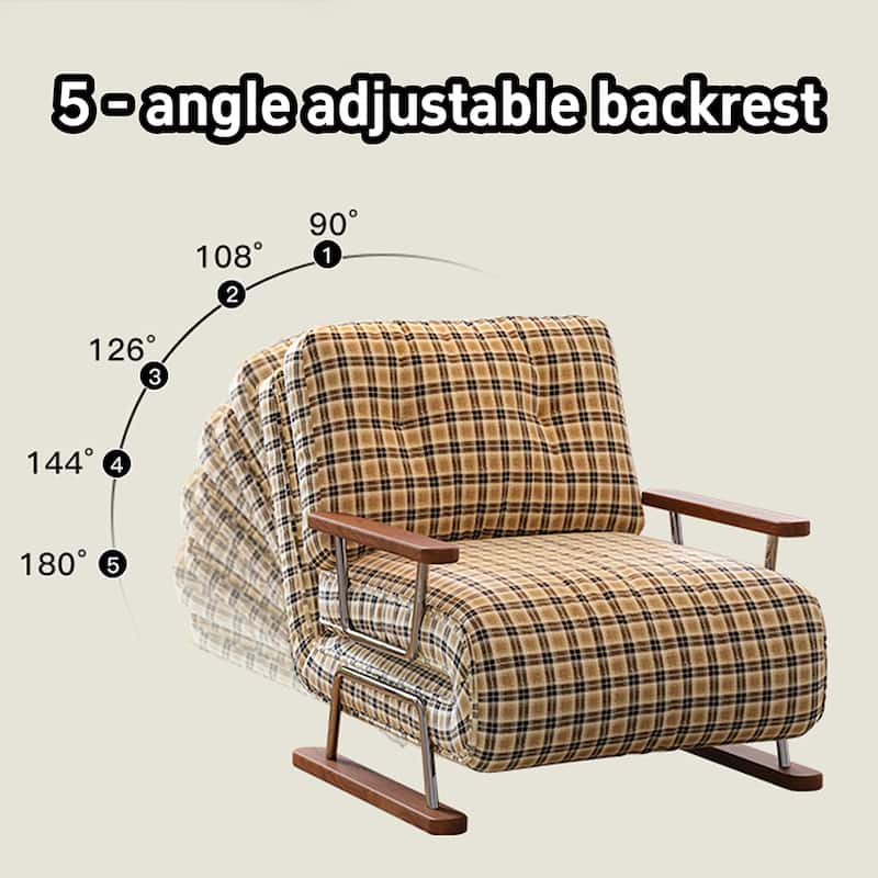 JASIWAY Checkered 4-in-1 Sleeper Sofa Chair Bed for Small Spaces