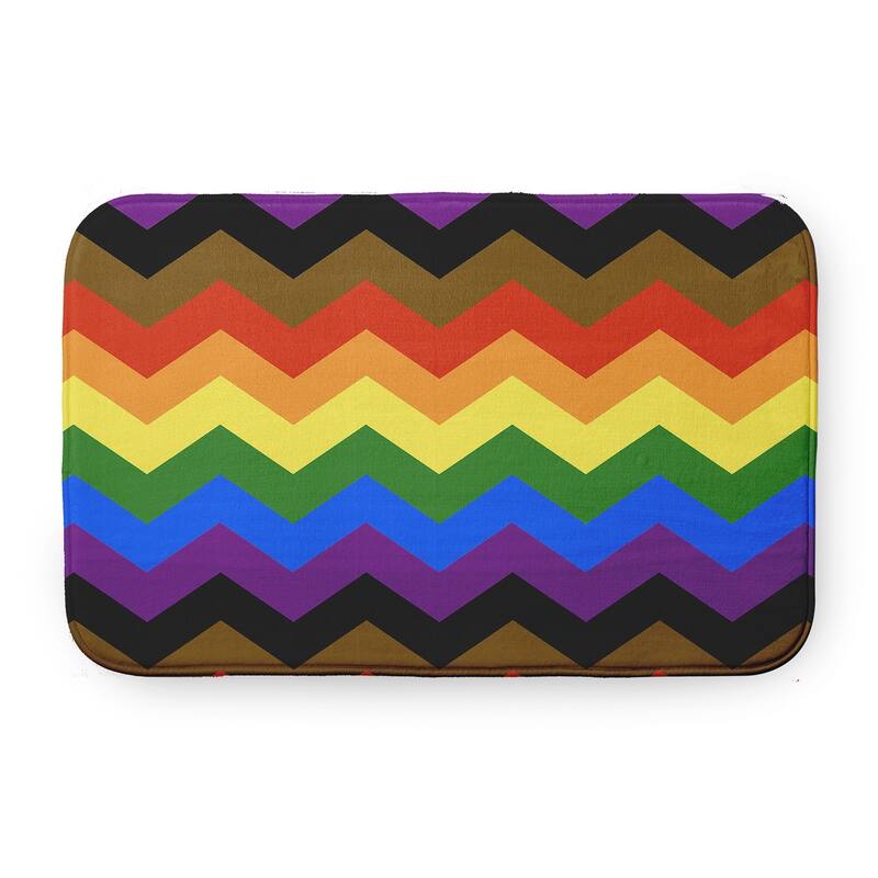 Pride Plush Microfiber Bathmat - Inclusive Pride Chevron - 34" x 21"