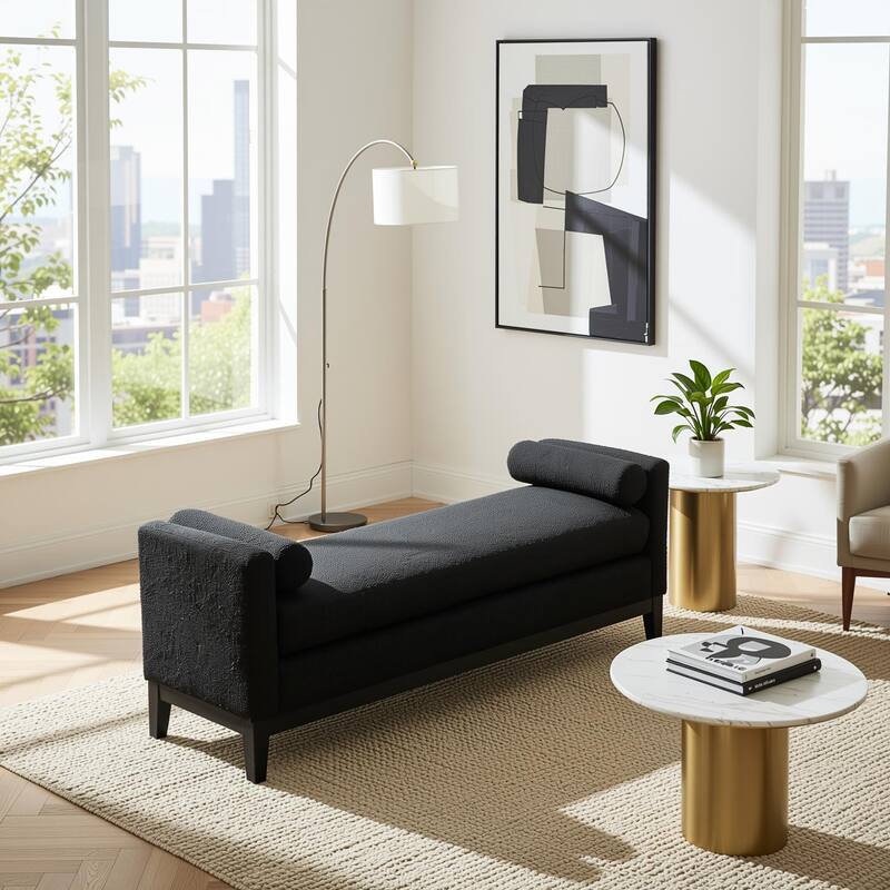 Homy Casa Upholstered Bench with Pillows, Wooden, Entry Living