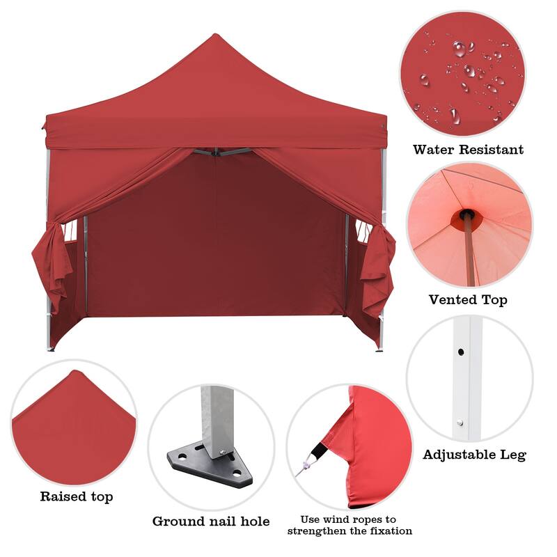 Zenova 10'x10' Pop up Canopy Tents with 4 Sidewalls Portable Folding Gazebo Tent