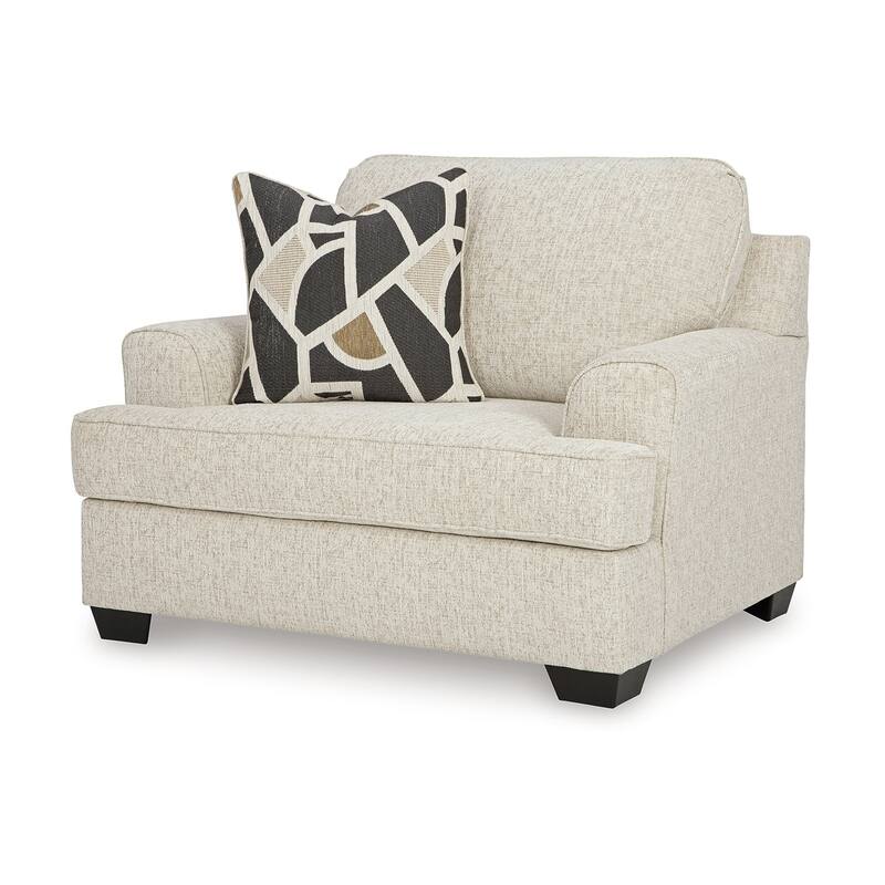 Burgess Accent Chair, Quartz Beige Polyester, 1 Throw Pillow, Black