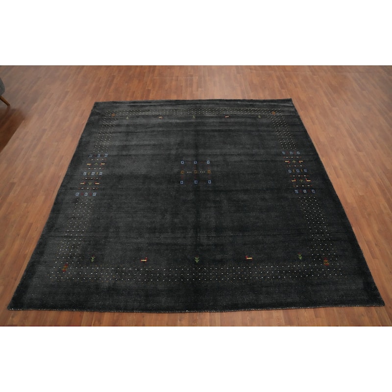 Hand Knotted Oriental 100% Wool Carpet Tribal Animal Pictorial Black Gabbeh Area Rug - 10' 0'' X 9' 10''