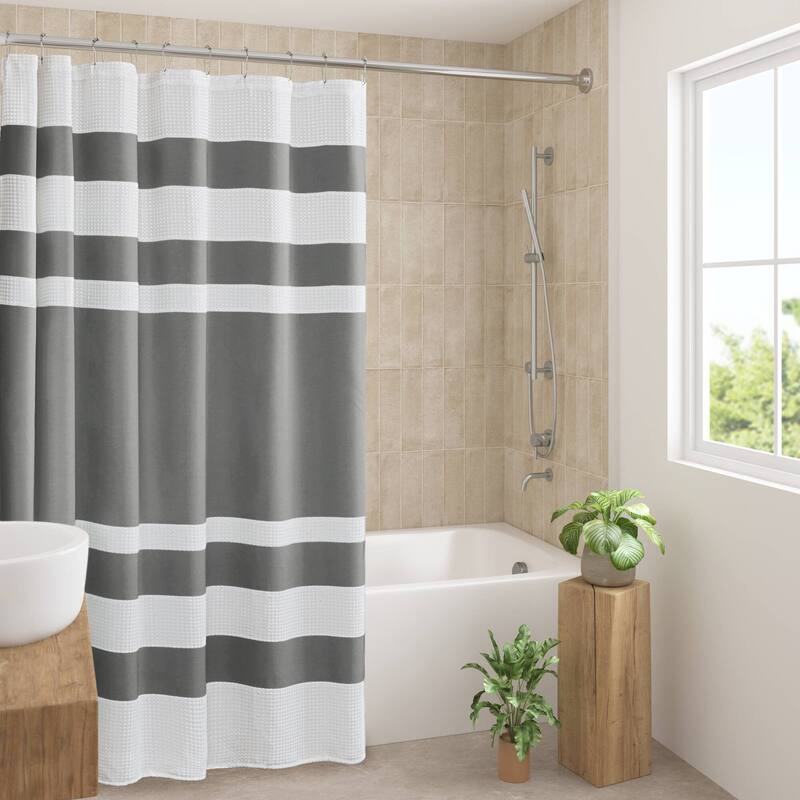 Madison Park Spa Waffle Shower Curtain with 3M Treatment