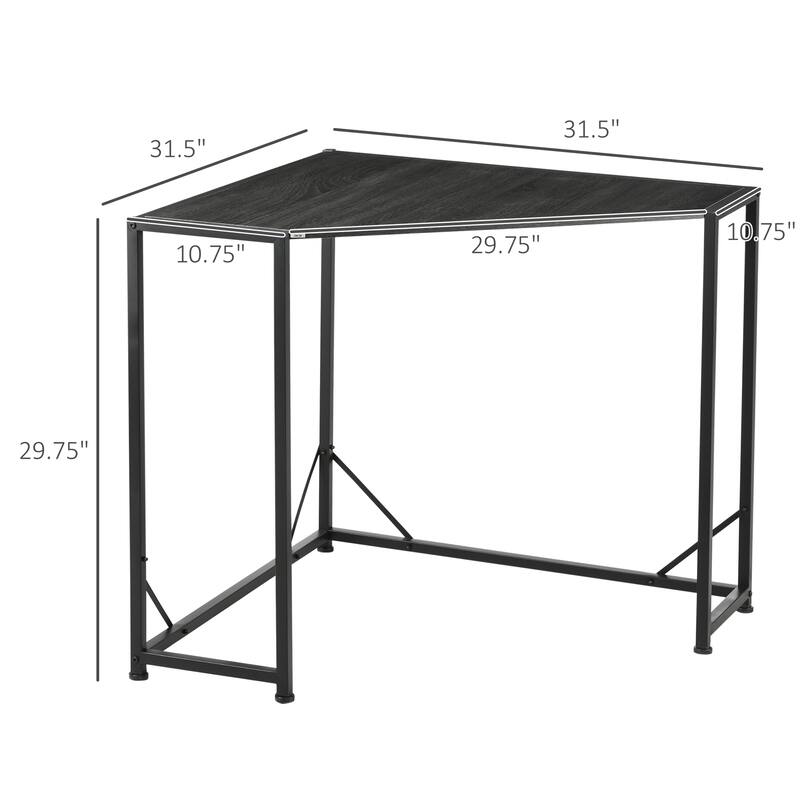 HOMCOM Space-Saving Small Corner Writing Desk & Corner TV Stand, Corner Computer Desk with Strong Metal Frame