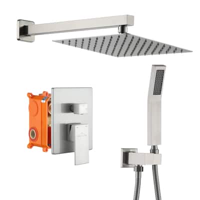 2.5 GPM 10 in. Wall Mount Dual Shower Heads with Pressure Balance Valve