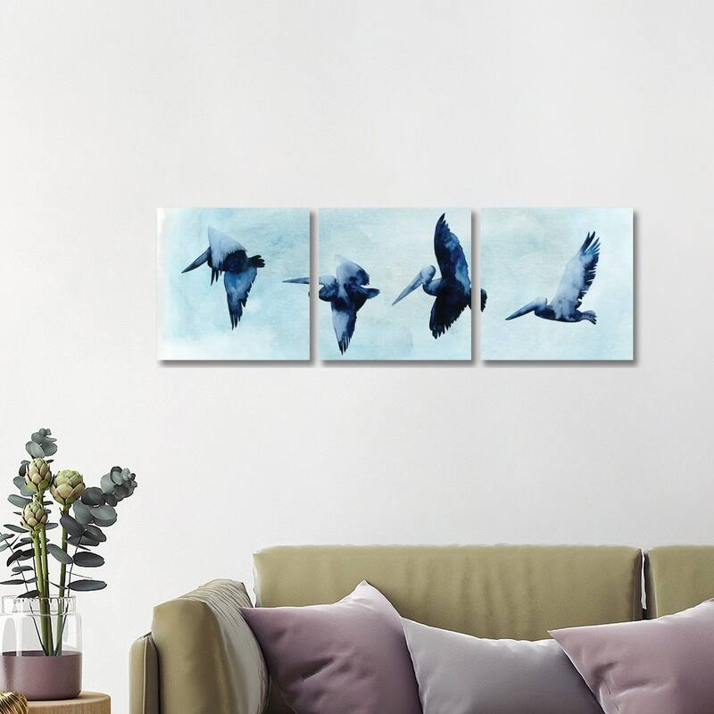 iCanvas "Coastal Covey I" by Grace Popp 3-Piece Canvas Wall Art Set - 16x48x1.5