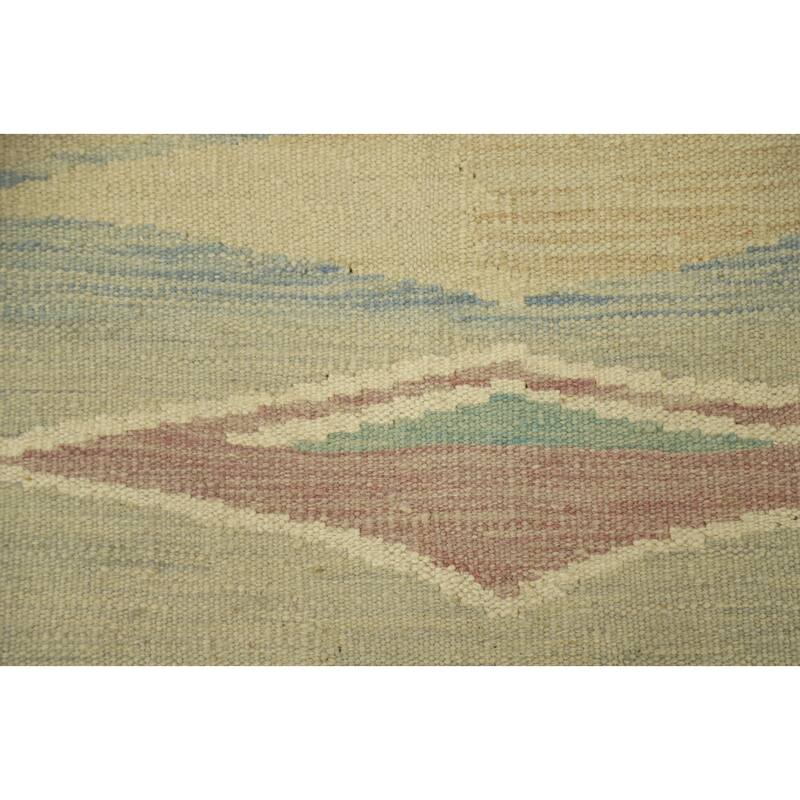 Hand Woven Oriental 100% Wool Carpet Southwestern Modern Beige & Ivories Kilim Area Rug - 4' 9'' X 3' 3''