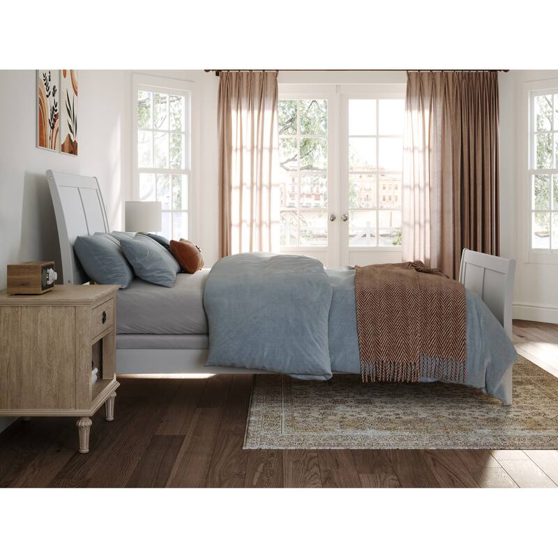 Portland Twin XL Foundation Bed Frame with Matching Footboard in White