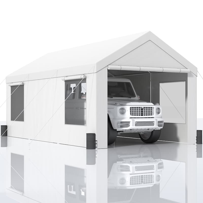 Heavy Duty 12x20ft Carport Canopy Outdoor Garage Shelter with Sides - 144 x 240 x 116.4 Inch