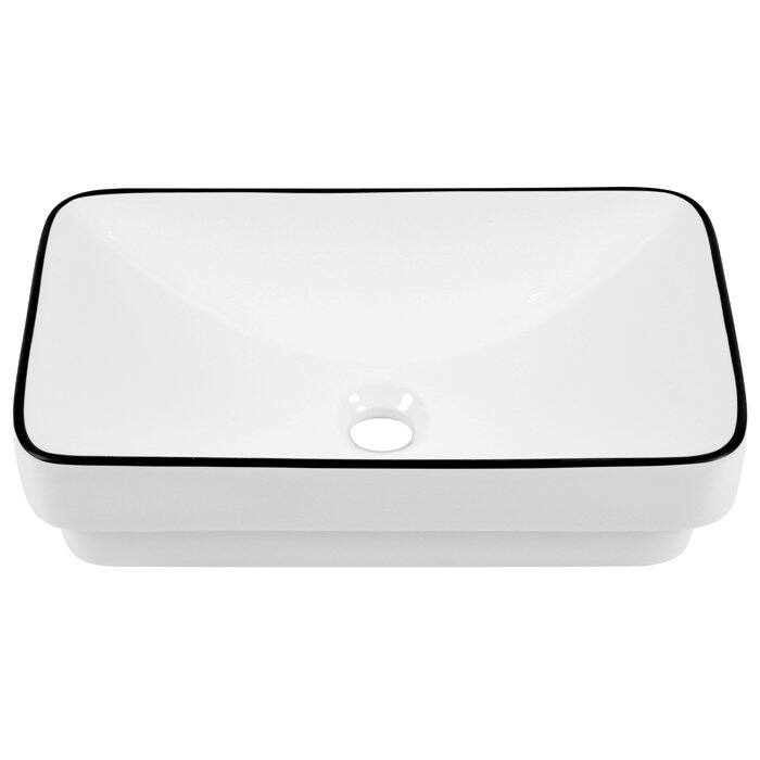 DeerValley Ally 12'' White Ceramic Rectangular Vessel Bathroom Sink
