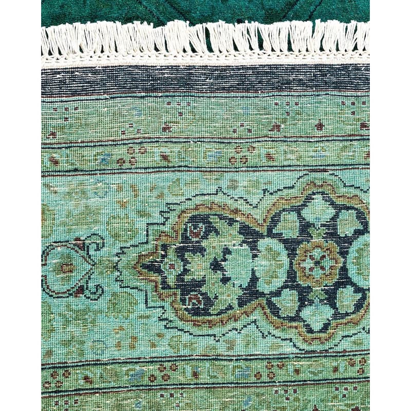 Fine Vibrance, One-of-a-Kind Hand-Knotted Area Rug - Green, 6' 1" x 6' 1" - 6' 1" x 6' 1"