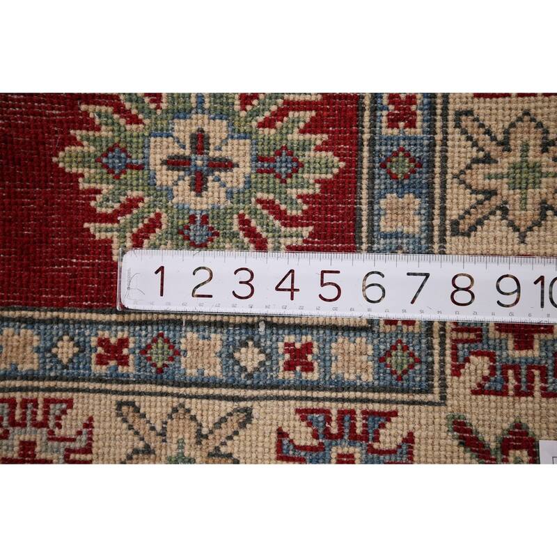 Red Kazak Foyer Rug Hand-Knotted Wool Carpet - 3'3" x 4'6"