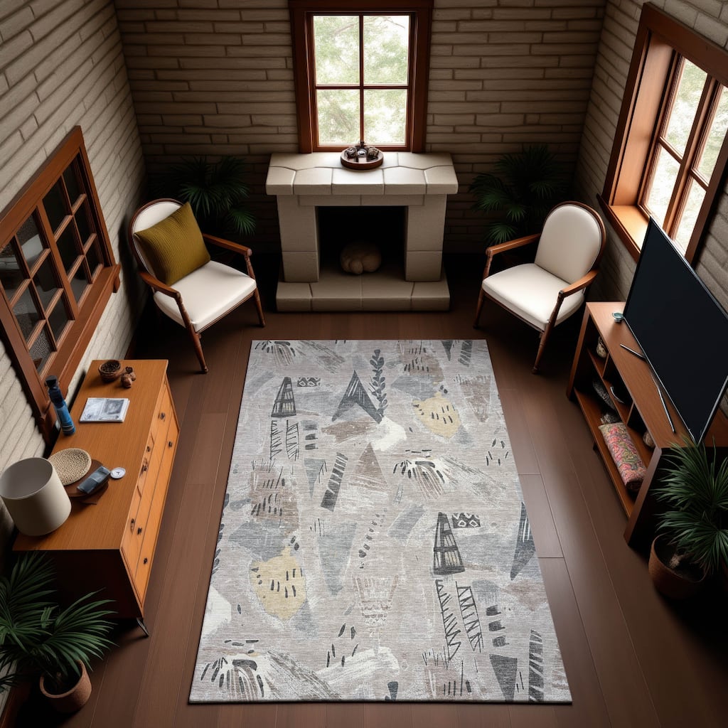 Premium Washable Super Soft Abstract Fragments Mayfield Rug