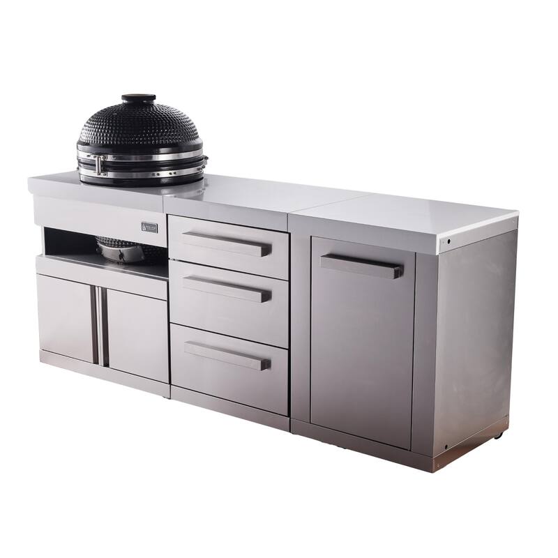 Mont Alpi Premium 83" Heavy Duty Kamado Charcoal Smoker BBQ Grill Module for 18-inch Big Green Egg Outdoor Kitchen Island Cart