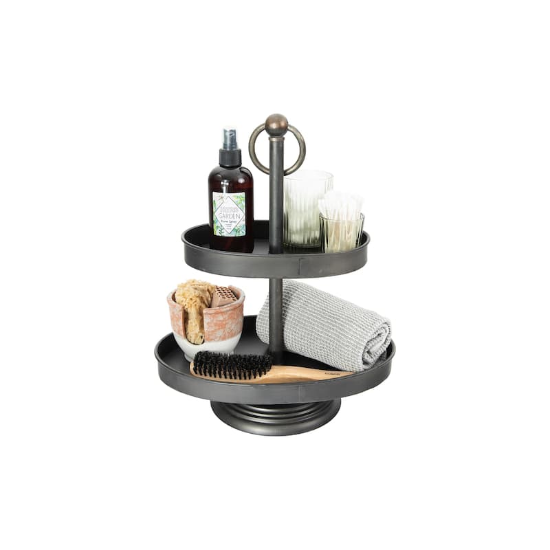 Decorative Metal 2-Tier Tray